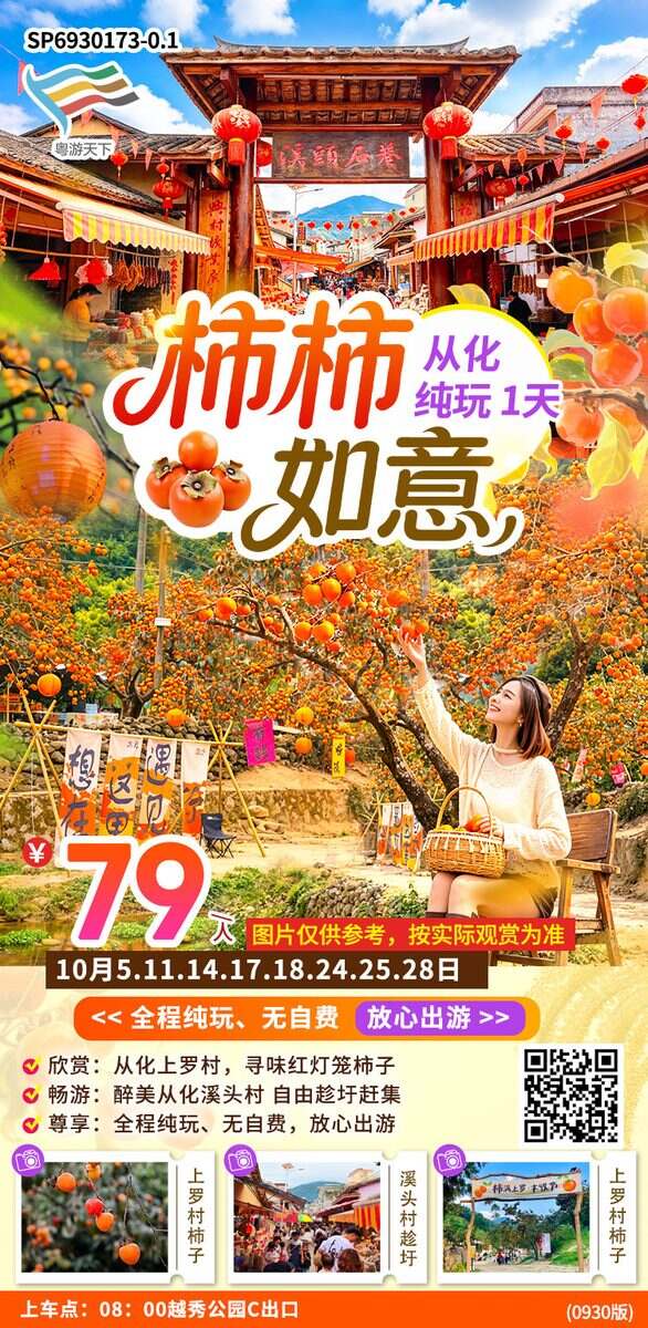 广州往返 从化上罗村 赏柿  溪头村自由趁圩赶集